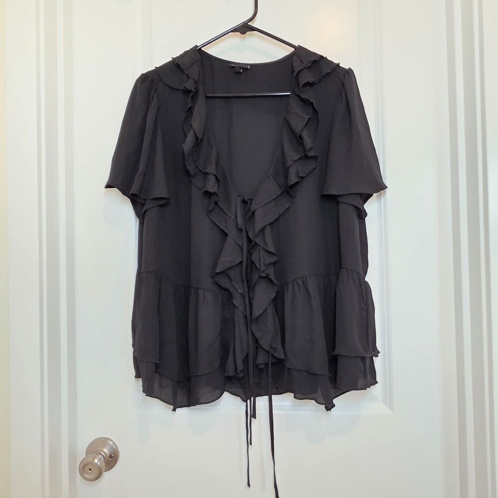 Torrid Chiffon Tie Front Top Fits L or XL Flowy Goth Whimsigoth Sheer Peplum